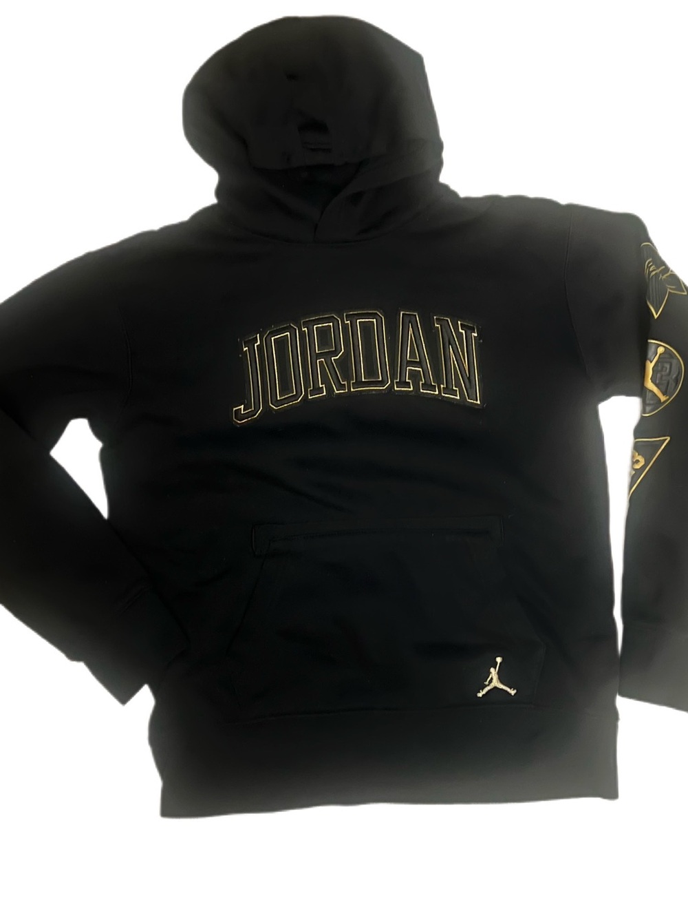 Jordan kids Black Hoodie with Gold Logo Accents